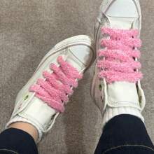 1 Pair Of Fluffy Cute INS Style Wide Lace Casual Shoe Accessory Rope For Women Shoes, Men Sneakers, Winter Shoes