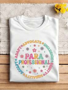 % CottonFloral Paraprofessional Shirt, Para Crew-Shirt, Para Life Tee, Paraprofessional Teacher-Shirts, Para Matching Tees, Best Para, BS-398Casual Versatile