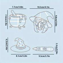 1 Set Halloween Cookie Cutters - Durable Plastic Cookie Molds, Witch Themed Shapes For Halloween Baking, Including Witch Hat, Finger, Cauldron And Head - Suitable For Holiday Parties And Celebration Cookies