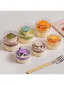 1/50/100pcs Reusable Cake Cups With Lids, Cold Brew Yogurt, Coconut Milk, Pudding, Oatmeal Cups, Durable Non-Breakable Yogurt Cups, Cream Cake Boxes, Transparent Dessert Cups, Suitable For Cakes, Mousses, Cupcakes, Ice Cream - Multicolor - View 6