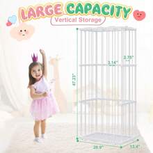 Metal Stuffed Animal Storage, Large Zoo Stuffed Animal Holder With Elastic Cord, Space-Saving Animal Zoo Storage - Sturdy Plush Toy Organizer For Nursery, Playroom & Bedroom - White,10468325 - 紅白色 - 查看 9