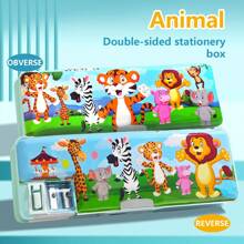 1PC doppelseitige Schreibwarenbox, multifunktional mit Bleistiftspitzer, Cartoon, Mädchen und Jungen Schüler Schulgeschenke