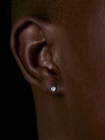 1 paar oorbellen van 925 sterlingzilver - verguld met witgoud, hypoallergeen - oorbellen met kubieke zirkonia voor heren (6 mm, 8 mm)