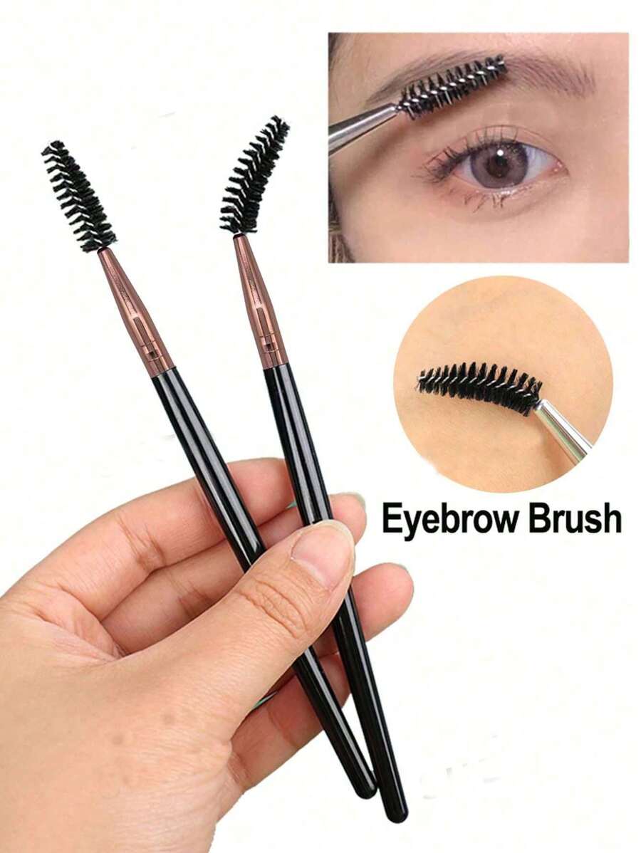 2 pezzi Spazzola per ciglie nera, strumento per la cura delle sopracciglia portatile, set di pennelli da trucco, adatto per principianti