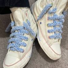 1 Pair Of Fluffy Cute INS Style Wide Lace Casual Shoe Accessory Rope For Women Shoes, Men Sneakers, Winter Shoes