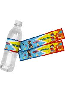 Paw Patrol 10pcs Paw Patrol Themed Water Bottle Stickers, Labels, Baptism Showers, Birthday Decorations, Dog Party Water Bottle Packaging, Birthday Party Decorations Can Be Used(Random Style)