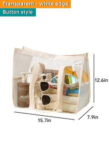 1个旅行游泳沙滩包，大容量多功能防水洗漱化妆品透明手提包果冻手提包便携式游泳包运动包，适合运动、健身、锻炼、旅行、度假，男女通用，旅行必备耐用游泳包防水游泳包沙滩包 - 彩色 - 查看 14