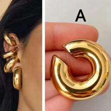 1pc Minimalist C-Shaped Smooth Open Ear Cuff For Women, New Simple Geometric Textured C-Shape Earrings, Suitable For Party, Street Style, Vacation, Work, Daily Wear, Back To School, Halloween, Christmas (No Card Included)