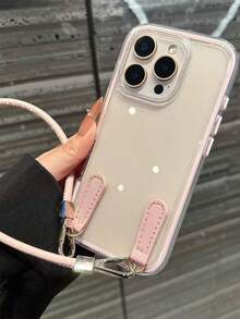 Ốp điện thoại Apple cao cấp 3 trong 1 kèm dây đeo và vòng kim loại, được làm từ chất liệu dày dặn bền chắc, khung màu trơn bắt mắt, sáng tạo và thời trang. - Hồng - Xem 9