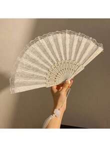 1 pieza Abanico plegable de encaje, vintage y elegante, abanico de encaje con borlas vintage noble, muy adecuado para reuniones de damas, accesorios fotográficos exquisitos y de moda, vestidos de fiesta, fiestas, regalos festivos, Halloween, Día de San Valentín. Enfriamiento de verano, playa, viaje, selecciones de primavera y verano, regalos para damas de honor, decoración de habitación, dormitorio, playa, viaje, para hombres, para mujeres, vacaciones, cosas lindas - Multicolor - Ver 8