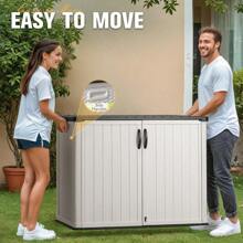 Outdoor Horizontal Storage Sheds 27 Cu.Ft Resin Large Storaged Box Weather Resistance Without Shelf Easy To Assemble Prefect For Garden Patios Backyards White - 白色 - 查看 4