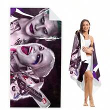 WB 1/15PCS Harley Joker Villain Quinns Bath Towel Beach Towel Female Silk Printed Long Skirt Wrapped Bikini Covered Sunscreen Blanket