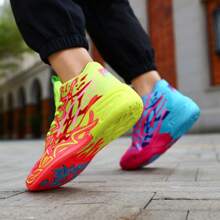 2025 Spring New Ultra Light Thick Bottom Large Size Basketball Shoes Large Women's Shoes Outdoor Casual Sports Shoes Anti And Wear Resistant Running Shoes Soft And Comfortable Hiking Shoes Shock Absorbent Rebound Casual Shoes (Note: The Mandarin Duck Shoes Have Random Patterns Of Yellow, Red, Blue, And Red On The Left And Right Feet. The Soles Are Hand-Painted Unevenly, And The Patterns Are Random And Asymmetrical .)