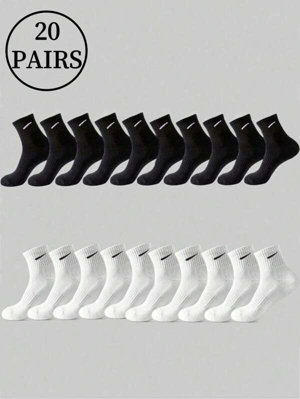 20 paires de chaussettes anti-odeur et absorbantes pour l'automne et l'hiver, chaussettes mi-mollet classiques à rayures diagonales pour la rue Ins