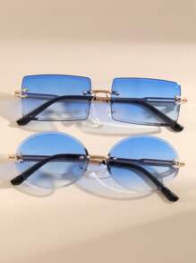 1 Pair, 2 Pairs, 3 Pairs, 5 Pairs, 10 Pairs Unisex Rectangular Classic Frameless Luxury Fashion Glasses, Suitable For Daily Life, Outdoor Travel Accessories, Daily Photography, Outdoor Travel Accessories, Also Have Windproof And Sand Protection Function, All Season