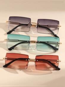 1 Pair, 2 Pairs, 3 Pairs, 5 Pairs, 10 Pairs Unisex Rectangular Classic Frameless Luxury Fashion Glasses, Suitable For Daily Life, Outdoor Travel Accessories, Daily Photography, Outdoor Travel Accessories, Also Have Windproof And Sand Protection Function, All Season