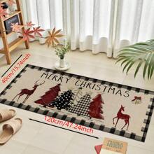 1pc Home Decor, Snowman & Christmas Tree Pattern Print, Christmas, Christmas Gift, Christmas Decoration, Diatomite Kitchen Carpet, Kitchen Mat, Rug, Rectangle Carpet, Suitable For Living Room, Bedroom, Hallway, Bathroom, Laundry Room - Polyester Carpet, Suitable For Indoor And Outdoor Home Decor