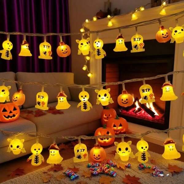 1pc Halloween LED String Lights, For Halloween Party Decoration, Holiday Gift, Room Decor, Suitable For Living Room, Bedroom, Bar, Cafe Halloween Decoration Room Decor Halloween Garden Decor For Gift Fairy Holiday Decor Festival Decor