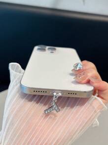 1 pieza Enchufe antipolvo enchapado, diseño de letra A-Z con diamantes lindos, aplicable para interfaz Tipo-C y Lightning