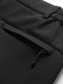 男士保暖内衬工装裤，松紧腰带户外工作裤，秋冬季 - 黑色 - 查看 8