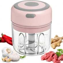 Mini Picadora De Ajo Eléctrica Portátil Molinillo De Grado Alimenticio De Acero Inoxidable - Rosa - Ver 4