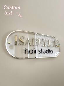 Personalized Transparent Acrylic Business Sign With Silver And Black Lettering And Silver Edges , Custom Rounded Rectangle Sign For The Wall , Commercial, Personalized Text And Logo,Acrylic Sign, Custom Acrylic Sign, Acrylic Board, Business Acrylic Board, Salon Acrylic Sign, Bar Sign, Custom Sign, Logo Sign.Christmas Decorations, Christmas, Decorating Houses, Home Decor, - Multicolor - View 2