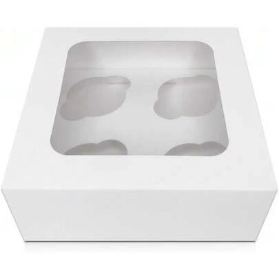 25 X White Cupcake Boxes - 4 Holes