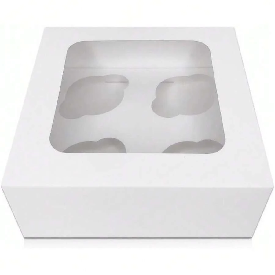 25 X White Cupcake Boxes - 4 Holes - 1 - View 1