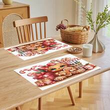 1 cái/4 cái/6 cái Miếng lót đĩa bằng vải lanh in họa tiết Giáng sinh, Trang trí Giáng sinh, Thích hợp cho bàn ăn, Trang trí mọi mùa, Miếng lót bàn có thể giặt được, Trang trí phòng, Miếng lót ly, Miếng lót bàn ăn nhà bếp, Trang trí tiệc trong nhà ngoài trời, Trang trí nhà cửa, Quà tặng lý tưởng - Nhiều màu - Xem 2