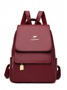 奢华软皮女式背包钱包女士2024背包RuckBagk高品质女士包大容量 - 酒紅色 - 查看 3