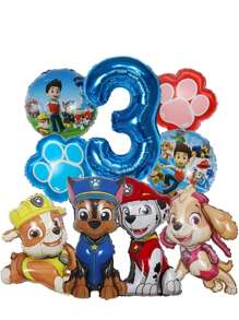 Paw Patrol 9 Pcs Cartoon Paw Patrol Foil Balloon Digital Number Supplies Rescue Dog Birthday Party Decoration Gift ,Paw Patrol Digital Balloon Is Suitable For Birthday Decoration