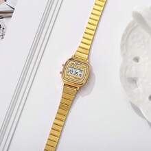 1pc Women's Multi-Function Electronic Watch, Colorful Week Calendar, Fashion Steel Band Wristwatch