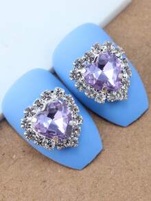 10pcs Nail Art Rhinestone Decorations, Nail Gems Charm Accessories, 15 Colors Shiny Heart Shaped Nail Decals DIY