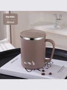 带手柄的隔热咖啡杯，不锈钢旅行杯，可重复使用的防漏冷饮杯，带盖的茶杯，适合家庭办公室使用，手柄和盖子设计，理想的礼物选择，适用于奶茶和各种饮料。 - 彩色 - 查看 12