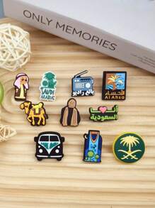 10pcs/Set Middle Eastern Style Camel & Car Cartoon Pattern Sandal Accessories DIY Slippers Decor, Suitable For Middle East Travelers, Birthday & Holiday Gifts