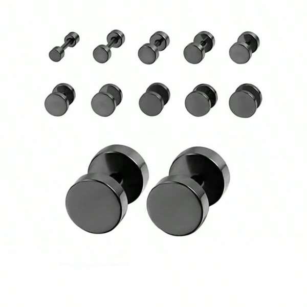 1pc Stainless Steel Disc Barbell Earring, Unisex Suitable For Everyday Wear