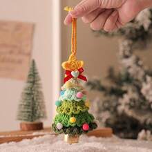 1pc Crochet Cute Christmas Tree Ornament, Multilayer Colorful Design With Star Top & Bells, Decor For Christmas Tree, Suitable For Christmas Holiday Decoration