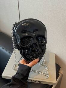 BAILEE Chiếc túi hình đầu lâu bằng silicon màu trơn, thời trang và độc đáo theo phong cách punk chủ đề Halloween này có khóa kéo và dây xích kim loại, phù hợp để nữ đeo chéo. Có thể dùng trong các bữa tiệc Halloween, phối cùng trang phục Halloween, hoặc làm quà tặng Halloween. Đây vừa là một chiếc ví chủ đề Halloween, vừa là sự lựa chọn hoàn hảo cho thời trang Halloween và phong cách Gothic, trở thành món quà Halloween tuyệt vời nhất dành cho phái nữ, kết hợp hoàn hảo với trang phục Halloween. - màu đen - Xem 9