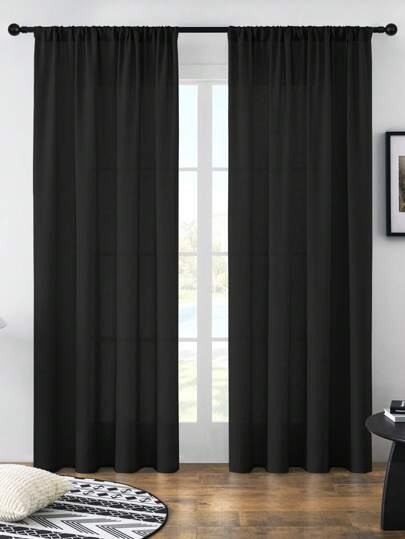 مجموعة ستائر شفافة سميكة من الكتان الأبيض مع خطافات، ستائر شفافة خفيفة ذات لون أحادي قابلة للتنفس لغرفة النوم والصالة وغرفة الطعام والمكتب، تصميم جيب العصا لديكور المنزل