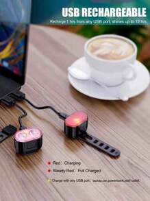 1pc/2pcs Mountain Bike Front And Rear LED Lights, USB Rechargeable, Handlebar Mounted, High Brightness, Suitable For Night Riding