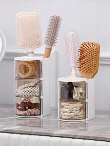 1PC Rotating Hair Accessories Storage Box - Organizer For Makeup Brushes, Combs, Hair Clips, Scrunchies, Hair Claws & Jewelry, Perfect Gift For Halloween/Christmas/Thanksgiving - Multicolor - View 1