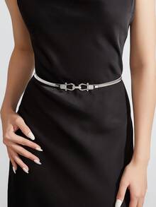 优雅简约蝴蝶结金属弹力细腰带，百搭配饰，适合情人节、秋季、万圣节等场合的礼服和西装 - 蝴蝶結彈性腰帶 - 查看 13