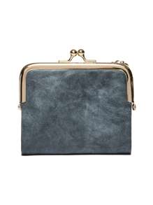 MIYIN Portefeuille vintage pliant pour femmes, porte-monnaie avec fermeture éclair et fermoir à baiser. Petit portefeuille mignon, porte-monnaie, porte-monnaie de poche, porte-monnaie de femme, porte-monnaie d'automne