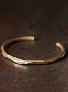 Matte Copper Cuff Bracelet: Vintage Style Open Bangle Bracelet - Perfect Gift For Men, Textured Knurled Surface