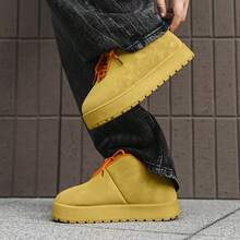 欧洲站品牌面包鞋男士小众设计低帮休闲鞋2025新款时尚百搭厚底运动鞋韩版复古嘻哈风厚底黄鞋青年石膏靴大码45 46 - 卡其色 - 查看 7