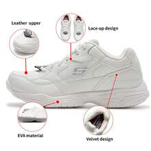 Skechers Giày thể thao nữ thoải mái có đệm, giày du lịch ngoài trời buộc dây dòng WORK dành cho nữ, 76555-WHT - trắng - Xem 1