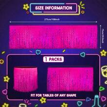 Glow Party Supplies, Neon Party Decorations Luminous Macaron Purple-Red Wavy Metallic Foil Tassel Table Skirt, Suitable For Glow Party, Birthday Decoration - Multicolor - View 11