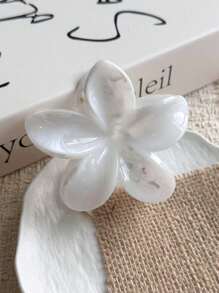 3 piezas/1 pieza Pinzas para el cabello de mujer de gran tamaño de plástico con degradado blanco y rosa con estampado floral, de 7,8 cm/3,07 pulgadas, accesorios de moda versátiles, elegantes y minimalistas de unicolor, adecuados para uso diario, casual, fiesta, viaje, playa, baño, maquillaje, combinación de atuendos, accesorios para el cabello de mujer, pinzas de otoño e invierno con flores para looks de vacaciones