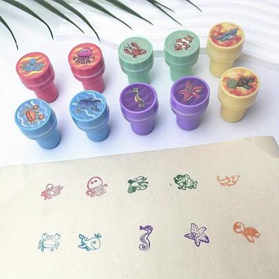 20pcs Ocean Life Animal Stamp Set - Plastic Sea Turtle And Ocean Life Stamps With Vivid Underwater Designs, For Party Favors, Scrapbooking Decorations, Birthday Gifts And Themed Celebrations, Stamp Decorations, Scrapbooking Supplies, Gag Gifts, Durable Plastic, Halloween, Christmas
