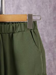 2 件套：男童字母印花羊毛夹克和工装裤，秋冬休闲装 - 軍綠色 - 查看 4